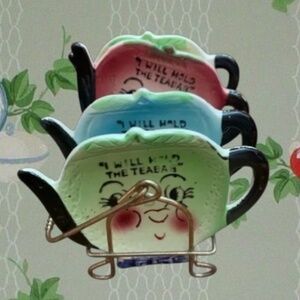 Vintage Teabag Holder Set with Caddy